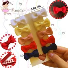 Kit com 10 Micro Laços para bebês – presilhas seguras, com forro e borrachinha antideslizante embutida.