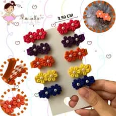 10 Mini Laços Estilo Flor – Presilhas com Forro Macio e Sistema Antideslizante, Conforto Total para Bebês