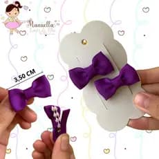 Par de Micro Laços e Flores para Bebê Presilhas Forradas com Antideslizante 3,5 cm