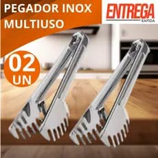 Pegador Aço Inox Premium 20 cm Para Salada Salgados Macarrão Churrasco Utensílio Cozinha Restaurante Buffet Profissional