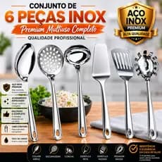 Kit Conjunto Completo Inox 6 Peças Premium Multiuso Profissional Cozinha Restaurante Buffet Resistente