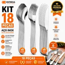 Kit Talheres Aço Inox Premium Colheres  Garfos  Facas de Mesa Resistente Faqueiro Completo Cozinha Restaurante