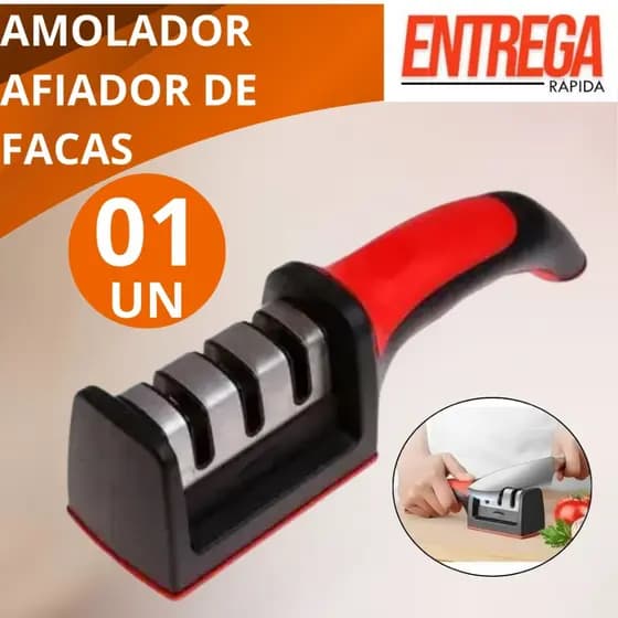 Amolador Afiador De Facas Em Aço Inox Profissional Três Níveis
