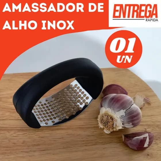 Amassador de Alho AÇO INOX Triturador Espremedor Manual Profissional Cozinha Restaurante