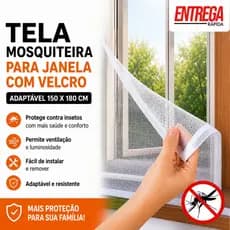 Tela Mosquiteira Janela 150x180cm Com Velcro Ajustável Anti Insetos Mosquitos Fácil Instalação Proteção Residencial
