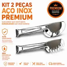 Kit 2 Pegadores Inox Premium Salada e Macarrão Aço Inox Multiuso Resistente Profissional Cozinha Restaurante Buffet