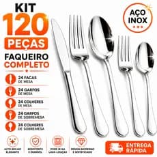 Jogo Talheres 120 Peças Aço Inox Premium Mesa Posta Faqueiro Restaurante Buffet Cozinha Industrial