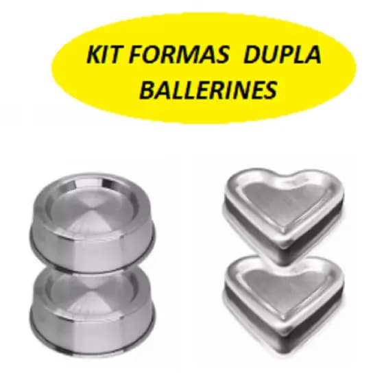 Kit 4 Formas Ballerines Confeiteira - Forma de Bolo Coração + Forma Redonda, Ballerines Rebaixadas