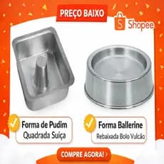 KIT 2 FORMAS DE ALUMÍNIO PARA BOLO E PUDIM GRANDES – BALLERINE BOLO VULCÃO + FORMA QUADRADA SUÍÇA