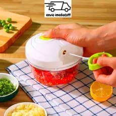 Triturador Processador Fatiador Picador Cortador Manual Portátil De Alimentos 3 Lâminas 480 ML