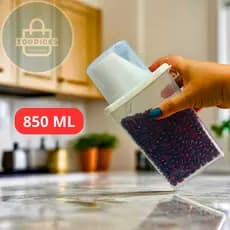 Pote Hermetico Medidor Plastico 850 ML Com Copo Medidor Pote Para Mantimentos Com Bico Armazenar Alimentos