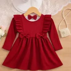 Vestido Infantil Bebê Menina Manga Longa com Babados e Laços 🎀✨ – Elegante e Confortável