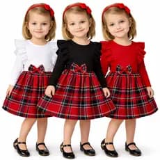 👶🎀 Vestido Bebê Menina Infantil Manga Longa Inverno Confortável + Tiara | Veste 1 a 4 Anos