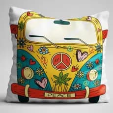 CAPA DE ALMOFADA HIPPIE ESTAMPA DE KOMBI -40X40CM
