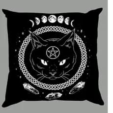 Capa de almofada gato preto místico decoração mística 40x40cm