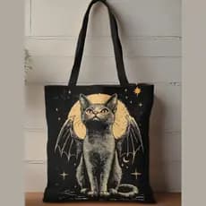 Bolsa gato preto mistico  ecobag gatinho mistico gato preto bolsa