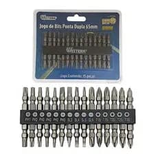 Kit Jogo de 15 Bits Ponta Dupla 65mm Parafusadeira/furadeira Western Ferramentas