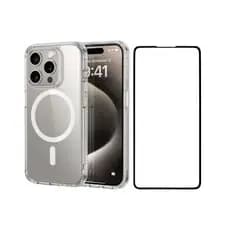 Kit Capinha Transparente Magsafe Iphone e Película 3D Vidro