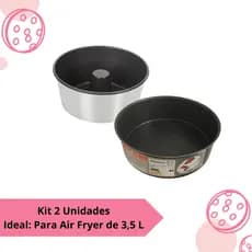 Kit 2 Formas Redonda Antiaderente para Bolo Pudim Air Fryer