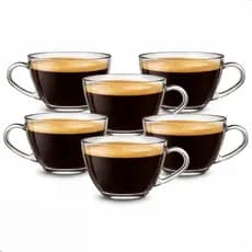 Jogo 6 Xícaras de Vidro Transparente 200ml Café Chá Cappuccino conjunto xícaras alça bebidas quentes