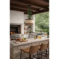 Luminária Lustre Pendente Rustica Cabo Pp Com Folhagem 24cm