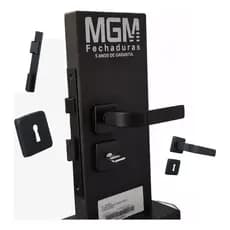 Fechadura Banheiro Modena Roseta Quadrada Preta MGM