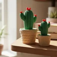 Kit Decoração Cacto Estilo Tricot Com 2 Unidades