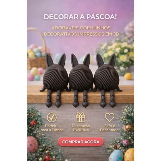 Kit 3 Coelhos Fofinhos Decoração De Pascoa Diversas Cores