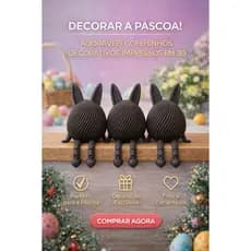 Kit 3 Coelhos Fofinhos Decoração De Pascoa Diversas Cores