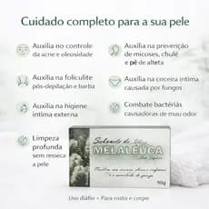 Sabonete de Melaleuca Antisséptico para Acne, Micoses, Mau Odor e Candidiase e coceira intima