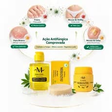 Kit para micose MIKOZIU micoses coceiras fungos manchas sabonete liquido sabonete barra e creme