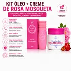 Oleo com creme clareador rosa mosqueta para olheiras manchas rugas e sinais da idade