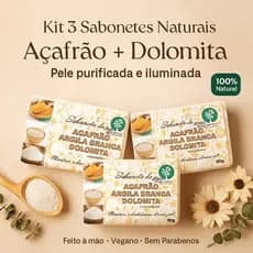 Kit 3 Sabonetes Naturais de Açafrão Dolomita 90g Vegano, Artesanal Sem Parabenos 100% Natural vegano