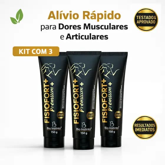 Kit 3 Fisiofort Premium  Pomada Original Bio Instinto | Alívio Rápido Dores Musculares e Articulares