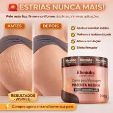 Gel Pimenta Negra Para Estrias Creme Redutor de Medidas Termoativo Pele Pele Lisa Uniforme e Modelada