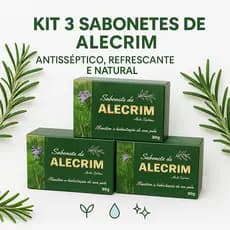 Kit 3 Sabonetes de Alecrim 90g – Antisséptico Natural, combate acne, controla oleosidade e hidrata