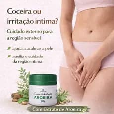Creme de aroeira 50g auxilia mau odor, assadura, foliculite, irritação e coceiras intimas