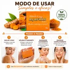 Kit 3 sabonetes açafrão clareador de mancha espinha foliculite acne redutor de pelo clareador axila