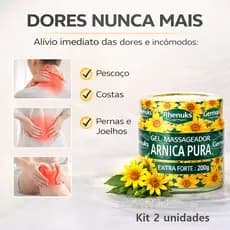 Kit 2 Gel Massageador Arnica Pura Extra Forte 200g dor muscular alivio imediato antiinflamatorio