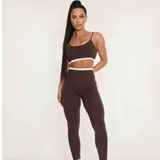 Conjunto Fitness Esportivo Legging Duo Zero Transparência Bicolor Academia Fitness Minimalista