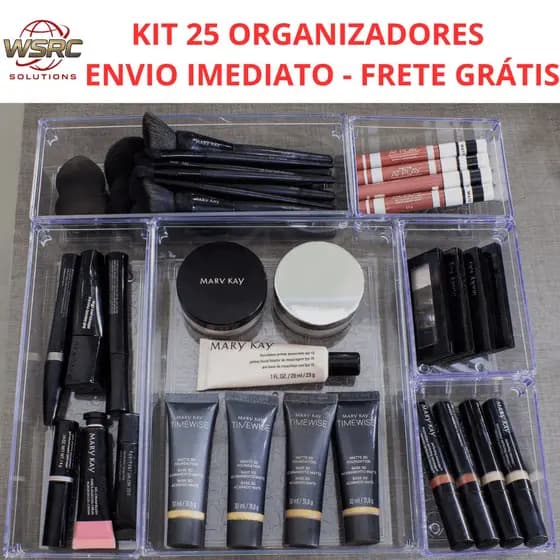 Kit Organizadores de Gaveta Multiuso em Acrílico Transparente para Cozinha, Banheiro e Armário