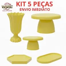 KIT 5 Peças Decoração de Aniversário Festa Casamento Novidade Boleira Cake Bandeja Decorstivos