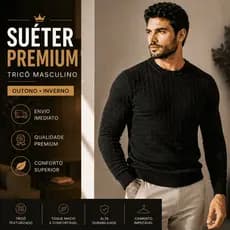 Suéter Masculino Tricôt Blusa de Frio Premium Outono Inverno Casual Slim Gola Redonda Envio Imediato