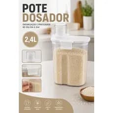 Pote Hermético Acrílico 2,4L/1,6L com Copo Medidor e Bico Dosador Organizador Mantimentos Cozinha Lavanderi