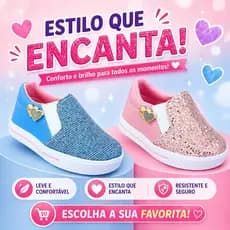 Tênis Infantil Menina Calce Fácil Conforto