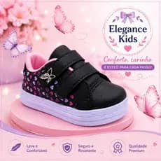 Tênis Infantil Menina Borboleta Velcro Duplo 20 ao 34