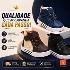 Tênis Infantil Menino Cano Alto Furadinho Velcro