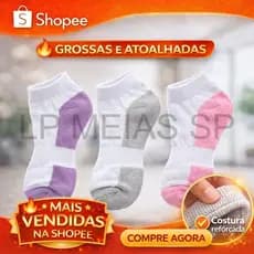 Kit 24 Pares Meias Feminina 100% Algodão / Kit com 3, 6 , 12 ou 24 pares você escolhe na variação.