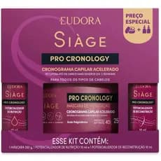 Kit Cronograma Capilar Siàge Pro Cronology (3 itens) 1 Máscara e 2 Ampolas de Tratamento.