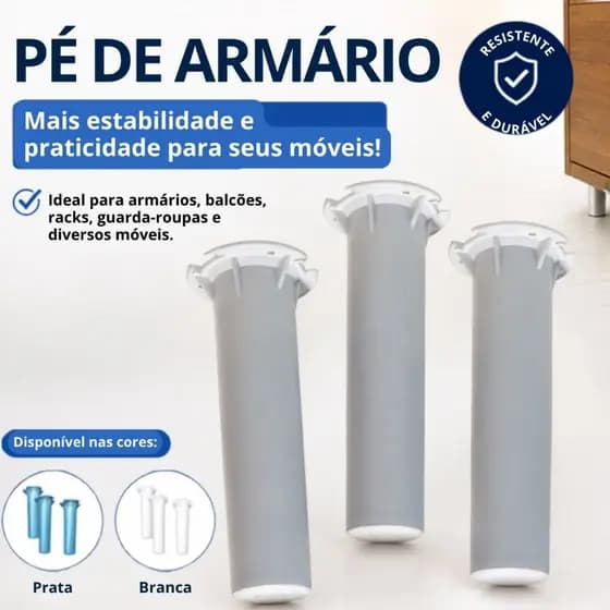 Pé de Armário de Cozinha para Reposição para Encaixar ou Parafusar 4pc